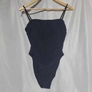 Hollister Swim Womens Large Black‎ One Piece Swimsuit Straight Neckline